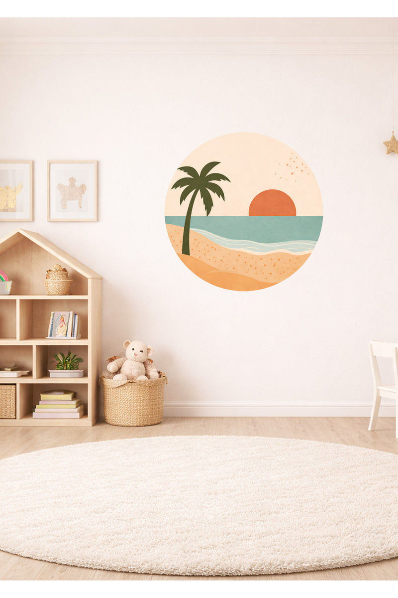 Soft Pastel Renklerde Doğa Manzarası Çocuk Odası Duvar Sticker Seti