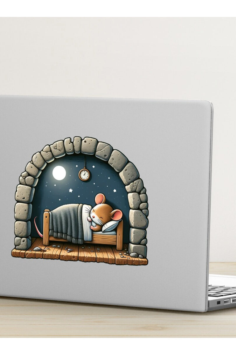 Ayışığında Uyuyan Sevimli Fare Koridor Cam Priz Ev Dekorasyon Sticker
