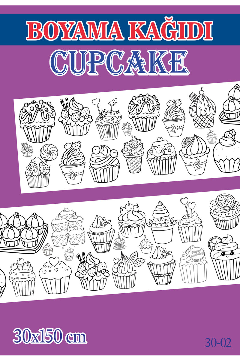 1,5 mt Cupcake Tema Çocuk Aktivite Dev Boyama Kağıdı