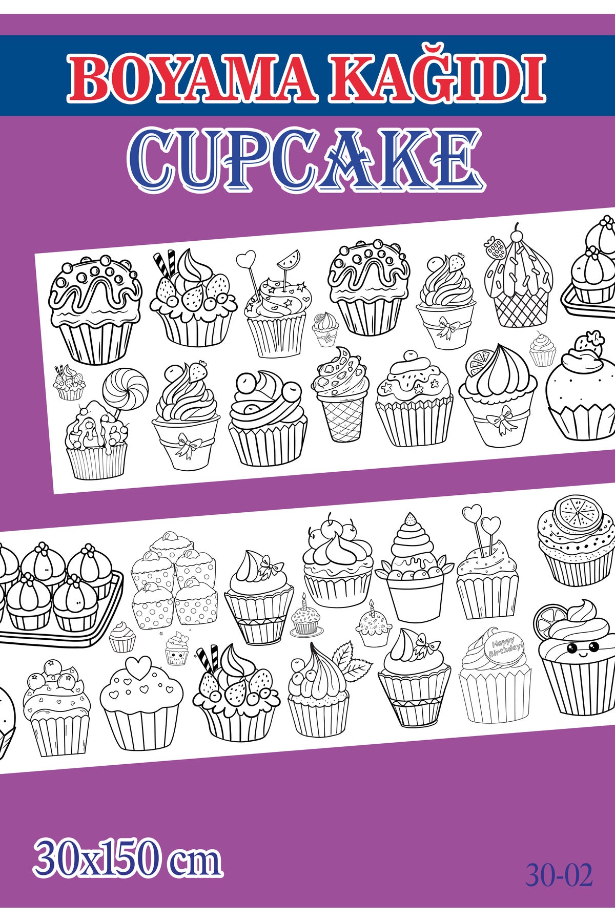 1,5 mt Cupcake Tema Çocuk Aktivite Dev Boyama Kağıdı
