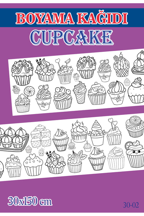 1,5 mt Cupcake Tema Çocuk Aktivite Dev Boyama Kağıdı