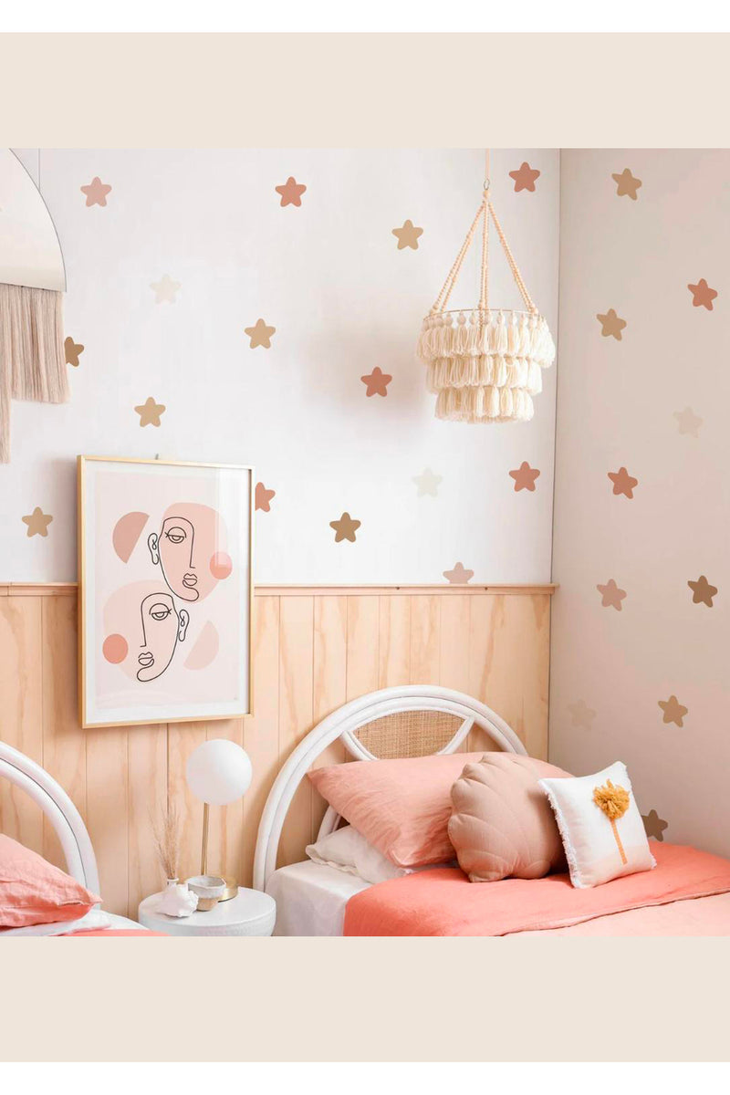 Asimetrik Boho Yıldızlar Minimal Çocuk Odası Duvar Sticker Seti