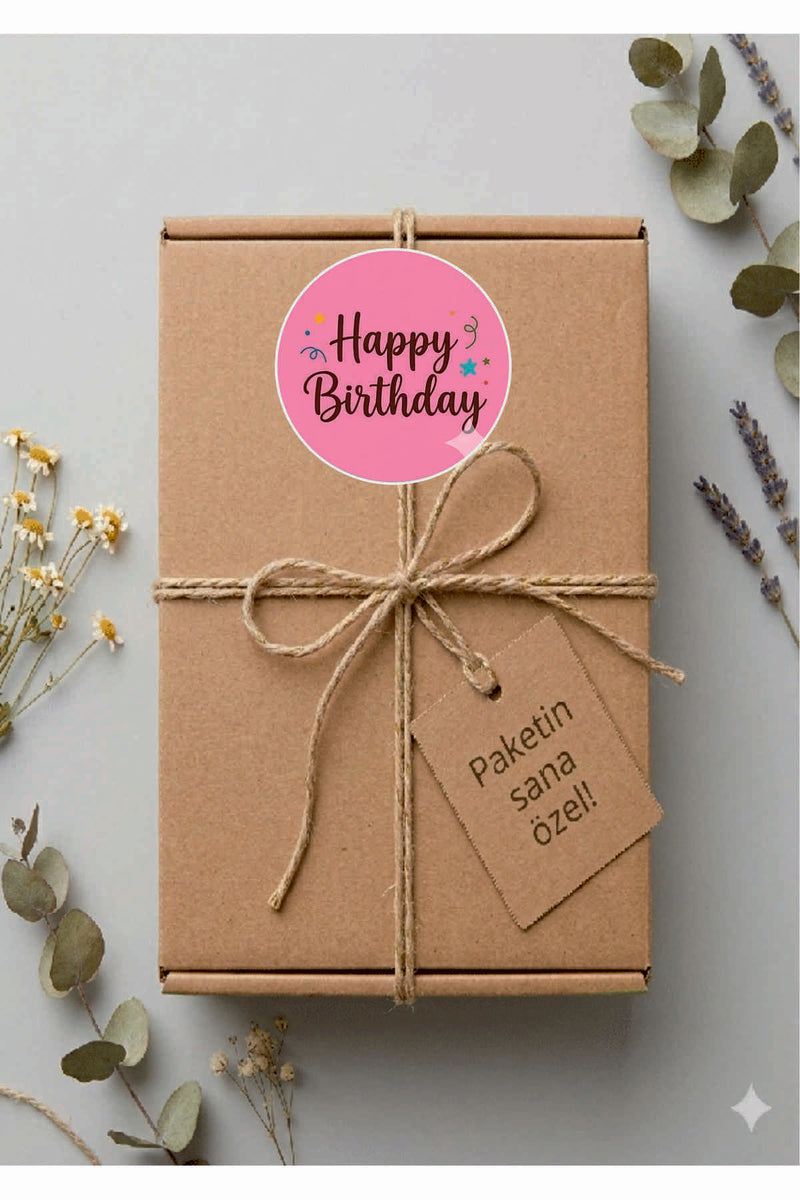Doğum Günü tebrik sticker seti, 4x4 cm 15 adet Etiket seti