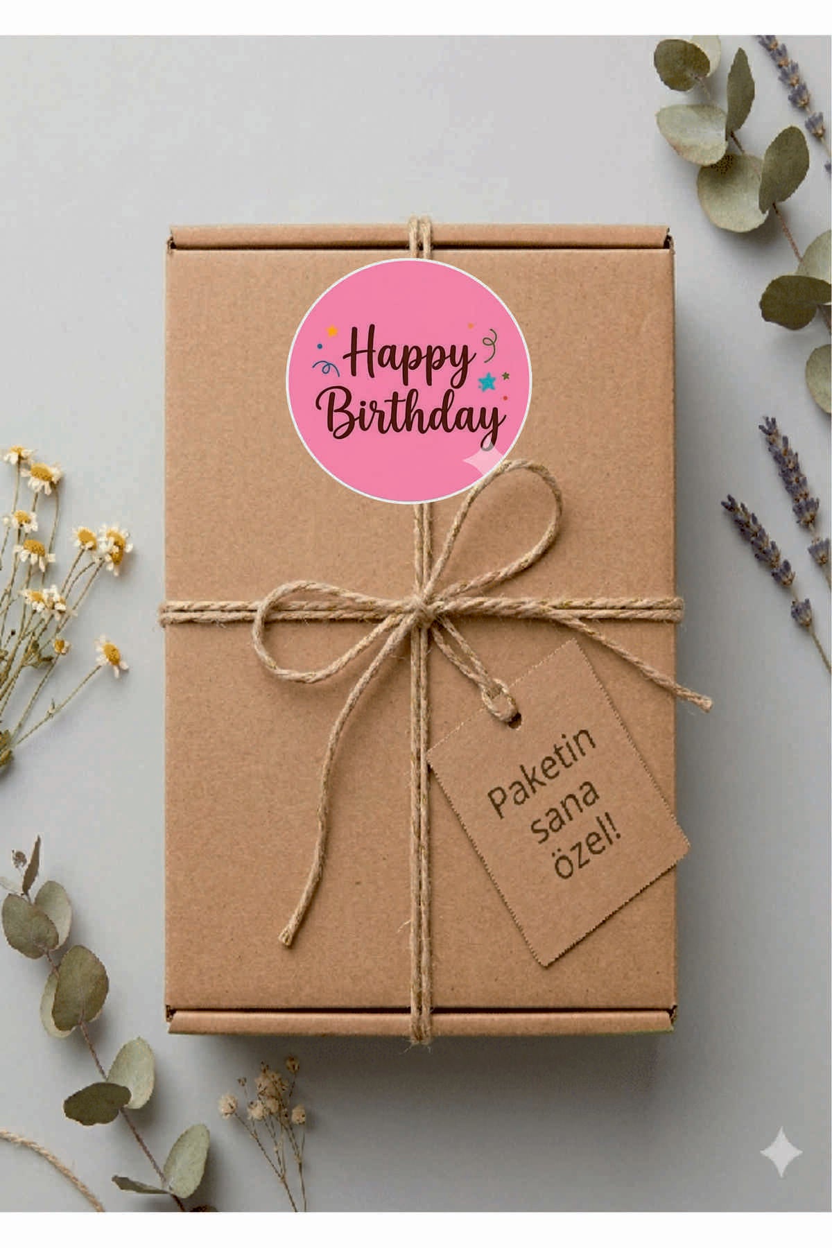 Doğum Günü tebrik sticker seti, 4x4 cm 15 adet Etiket seti