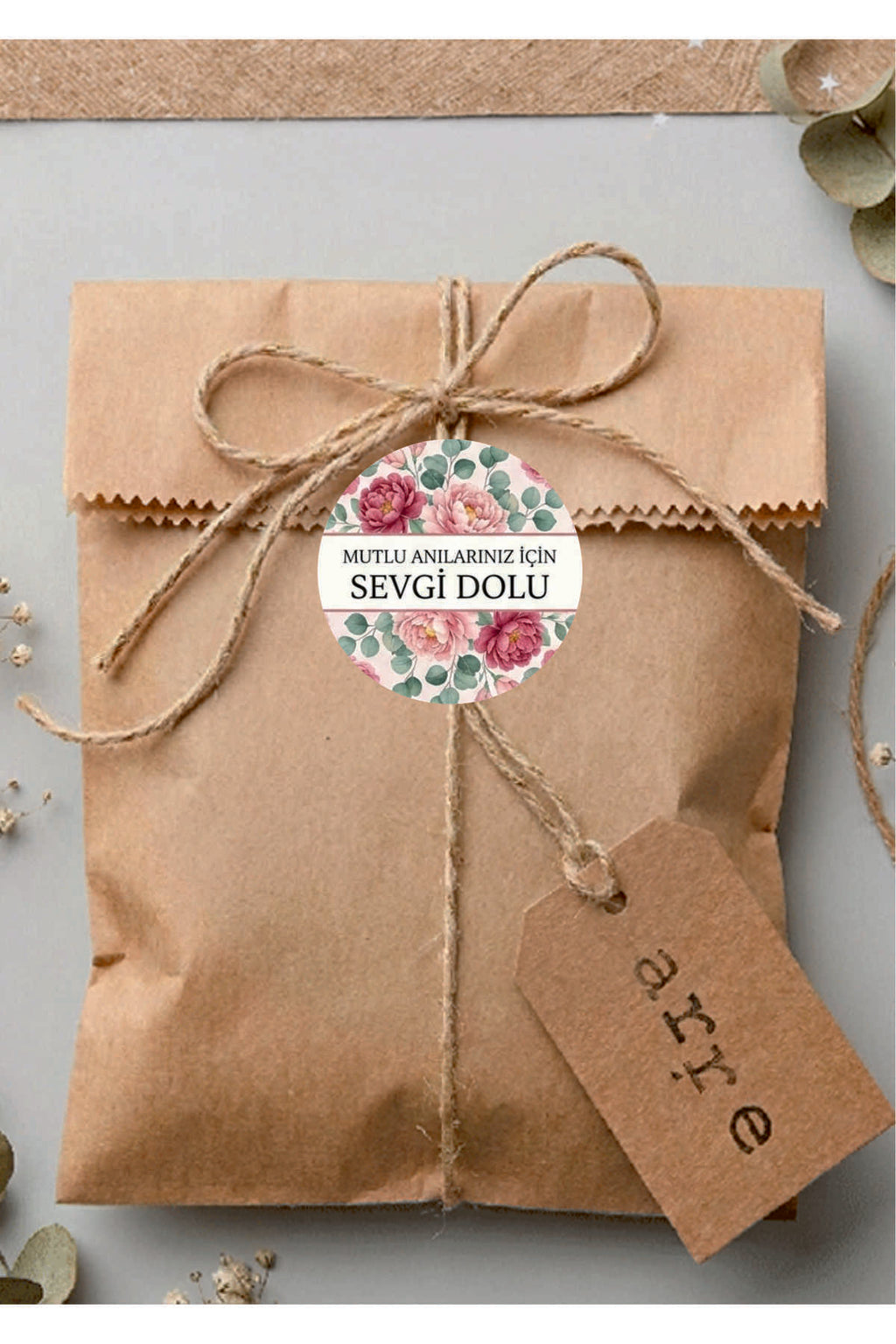 Paketleme Kutularına Özel Tasarım Etiketler 4 cm Çapında 15 Adet