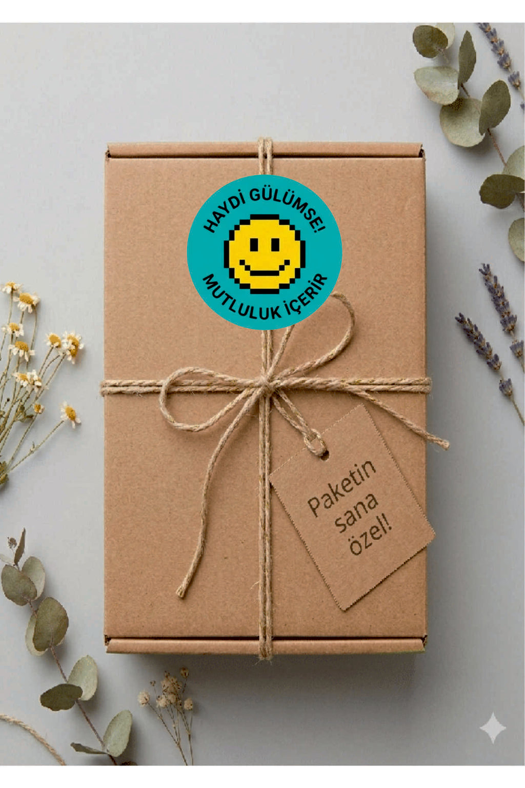 Paketleme Kutularına Özel Tasarım Etiketler 4 cm Çapında 15 Adet