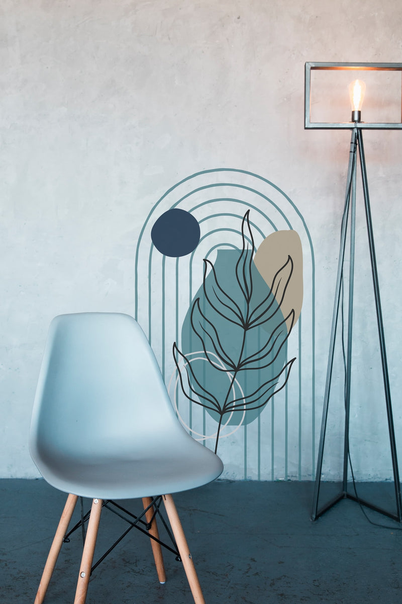 Boho 04 - Bohem Tarz Yaprak Soyut Şekiller Dekoratif Duvar Sticker