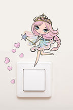 - Priz -pembe Saçlı Tatlı Peri Çocuk Odası Dekoratif Priz Sticker - Sim772
