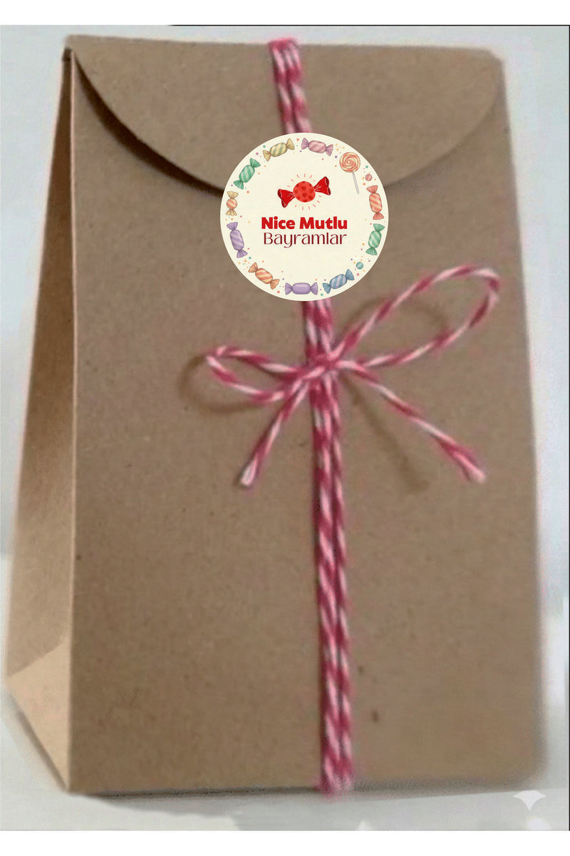 Nice Mutlu Bayramlar yazılı, Paketleme Kutularına Özel Tasarım Etiketler 4 cm Çapında 15 Adet Etiket