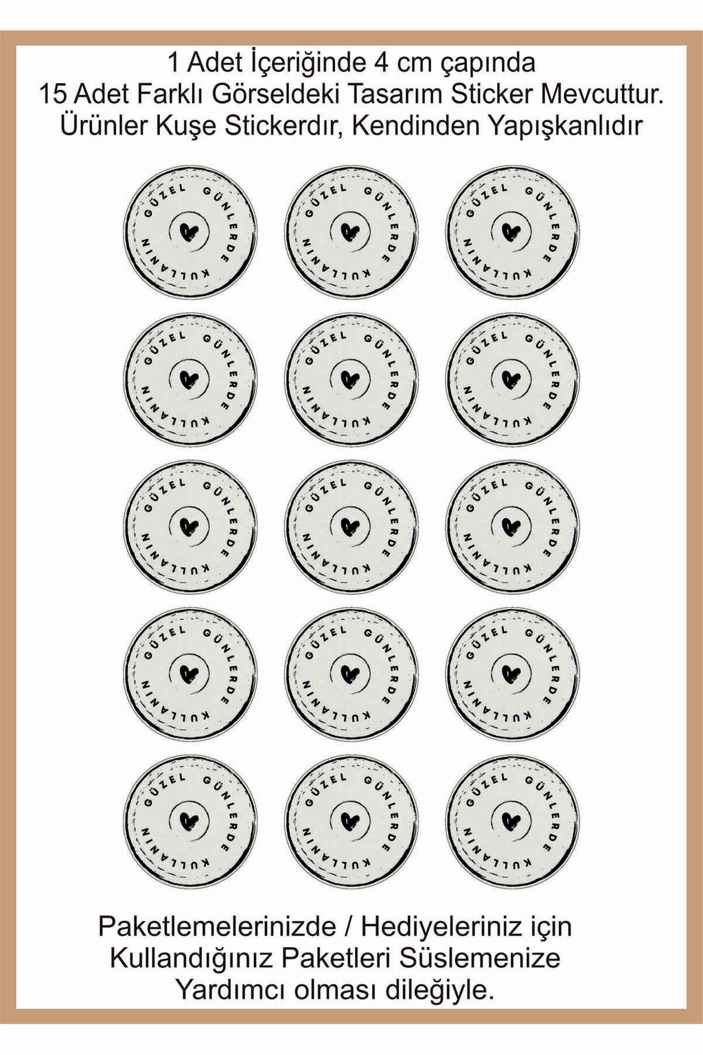 Paketlemeye özel 30 adet sticker, (farklı trend modeller ile mağazamızda kampanyalı olarak satışta)