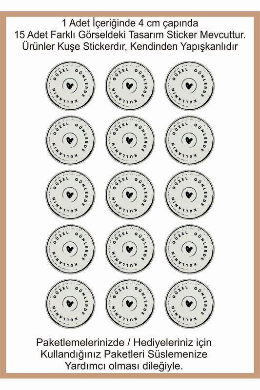 Paketlemeye özel 30 adet sticker, (farklı trend modeller ile mağazamızda kampanyalı olarak satışta)