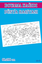 55x100 cm Dünya Haritası Çocuk Aktivite Dev Boyama Kağıdı