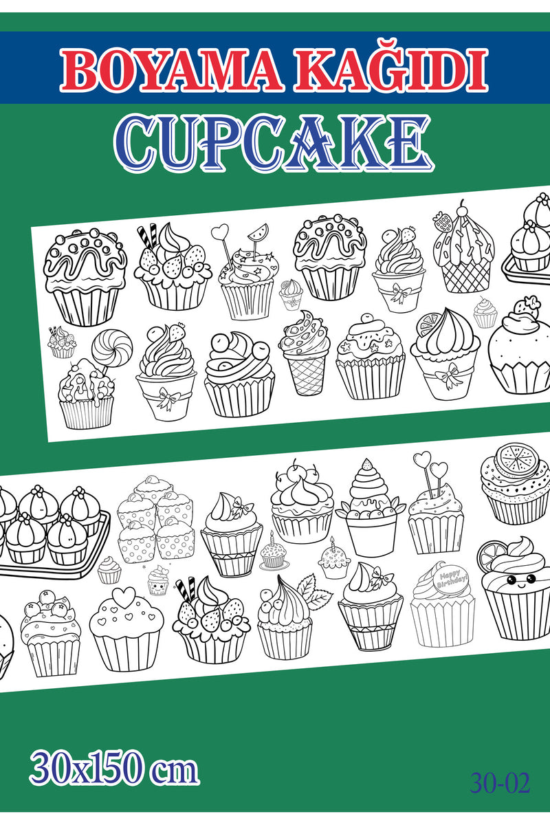 1,5 mt Cupcake Tema Çocuk Aktivite Dev Boyama Kağıdı