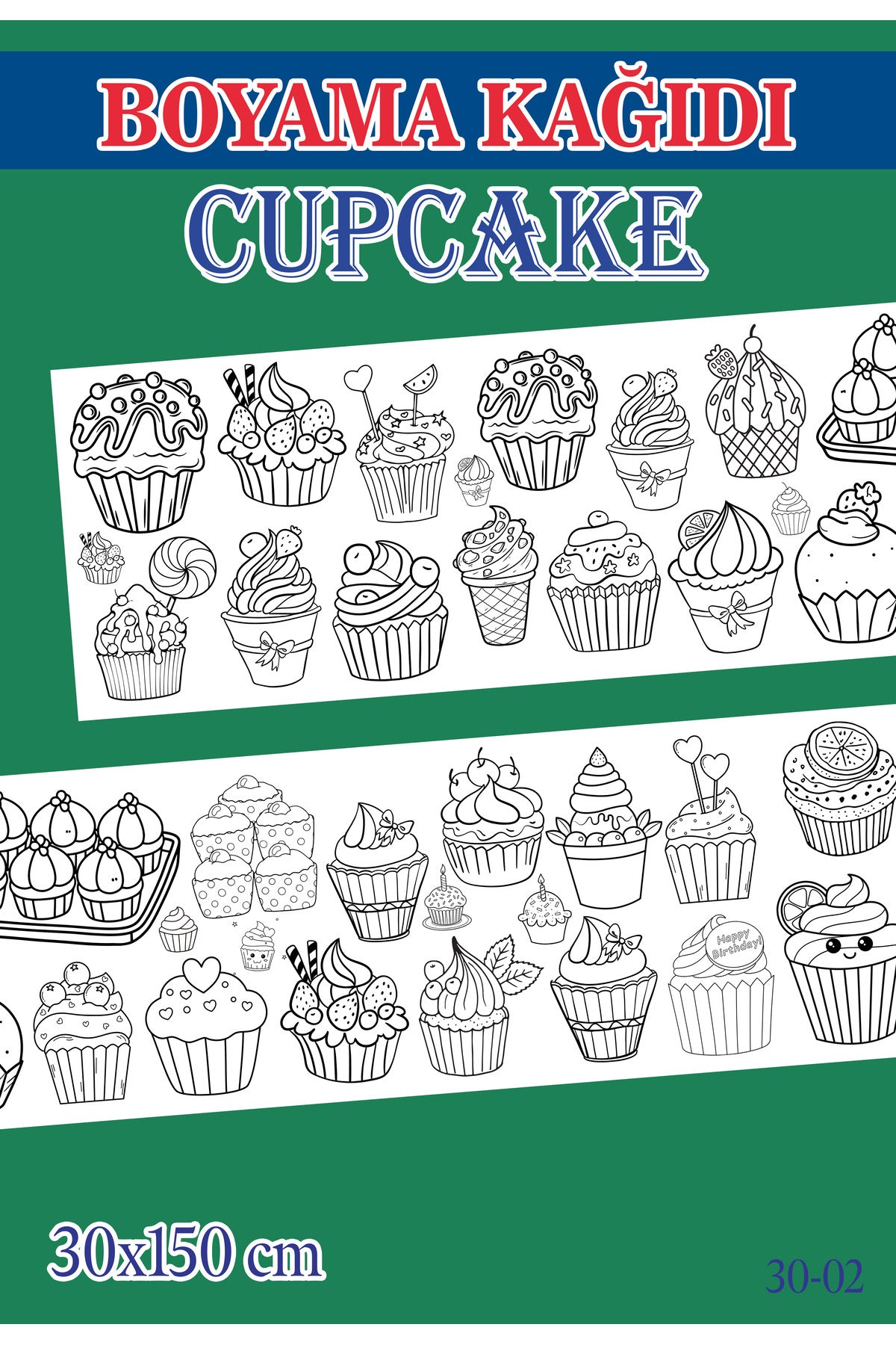 1,5 mt Cupcake Tema Çocuk Aktivite Dev Boyama Kağıdı