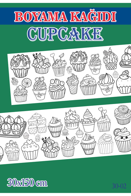 1,5 mt Cupcake Tema Çocuk Aktivite Dev Boyama Kağıdı