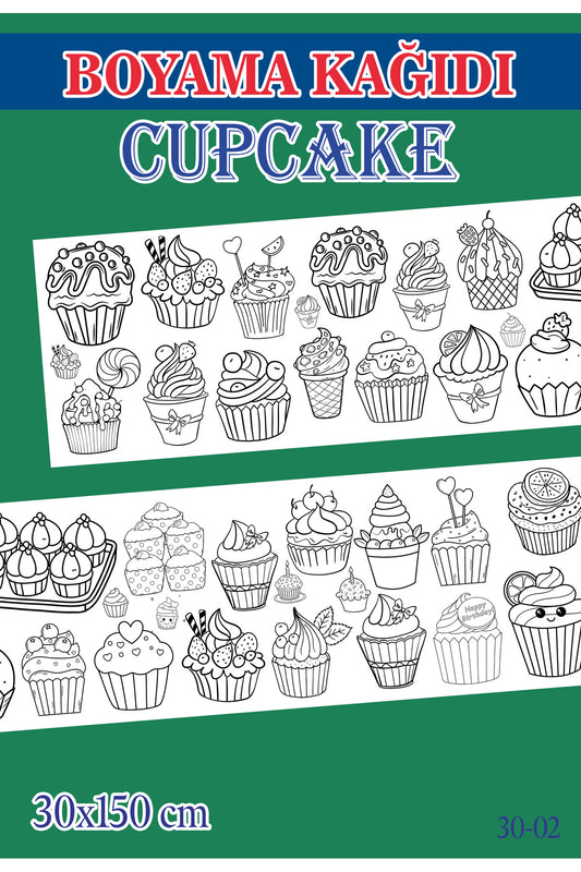 1,5 mt Cupcake Tema Çocuk Aktivite Dev Boyama Kağıdı
