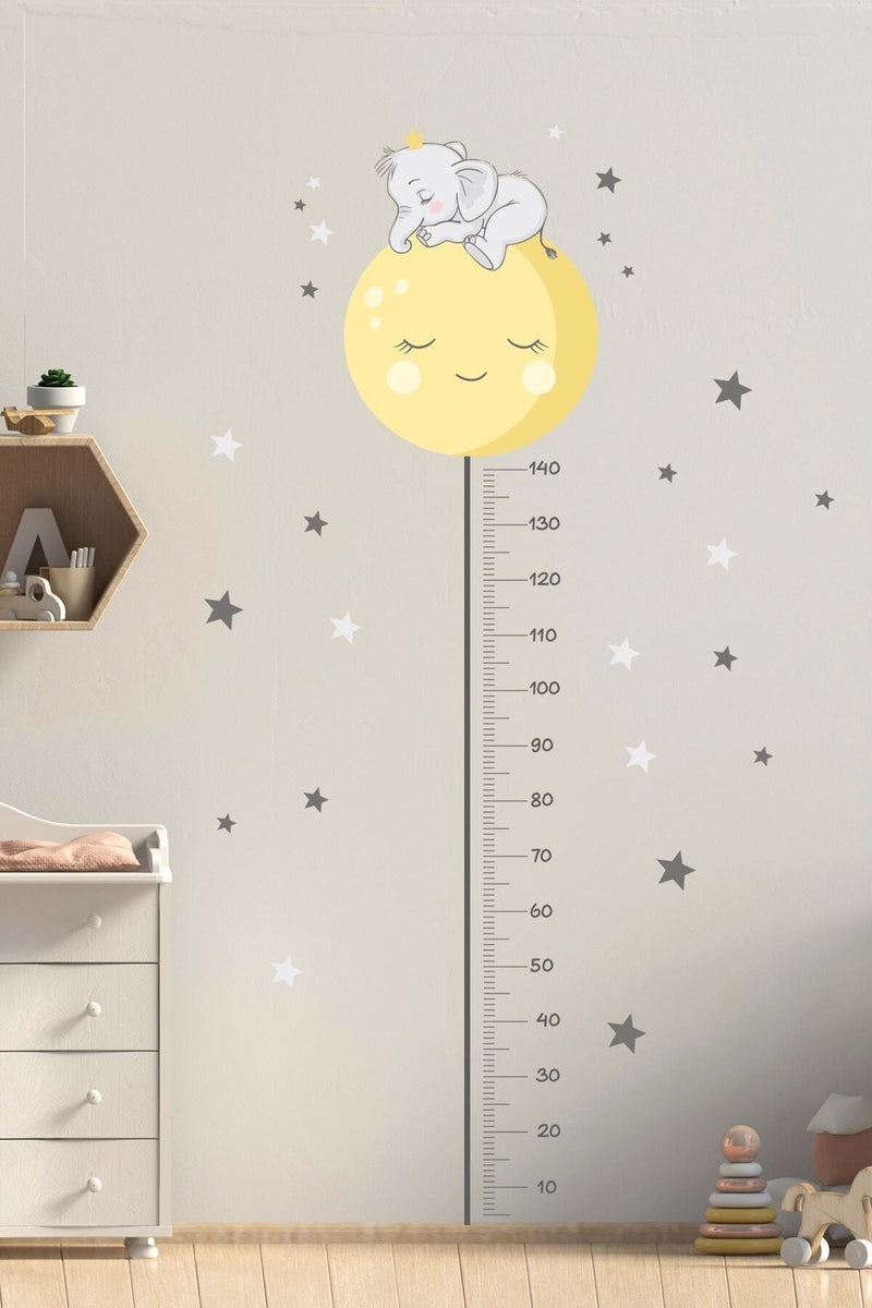 Sevimli Filli Boy Ölçer Duvar Sticker Seti