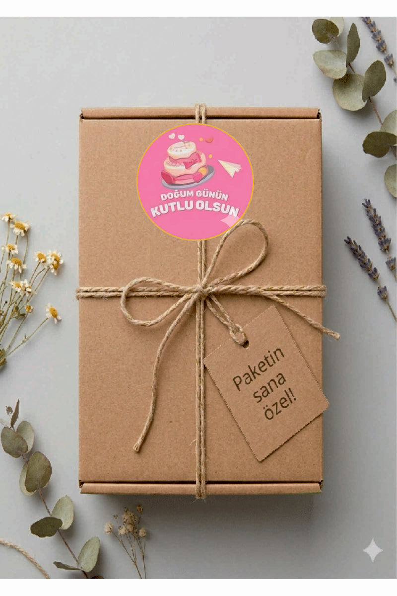 Doğum Günü tebrik sticker seti, 4x4 cm 15 adet Etiket seti