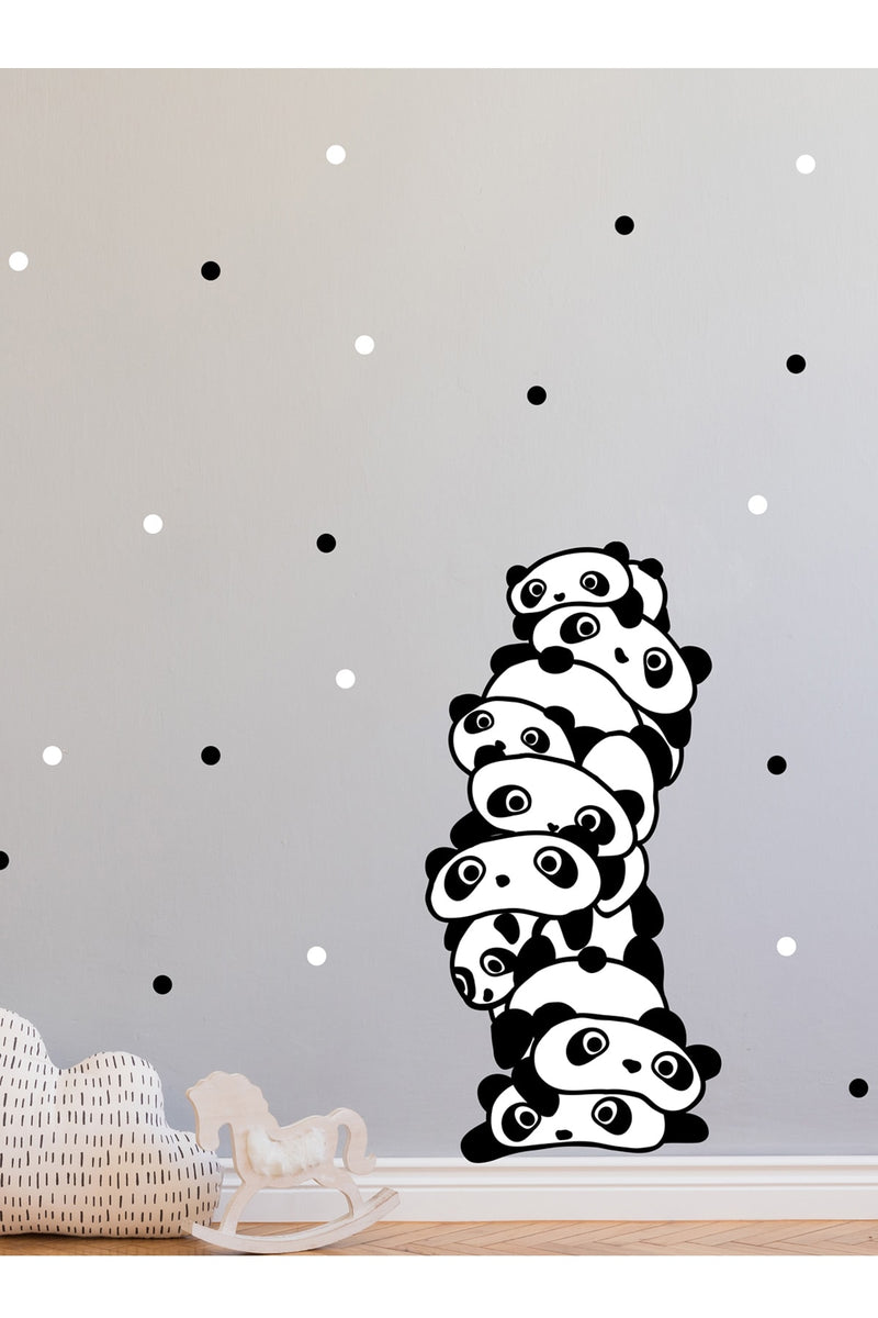 Üstüste Pandalar Duvar Sticker Seti