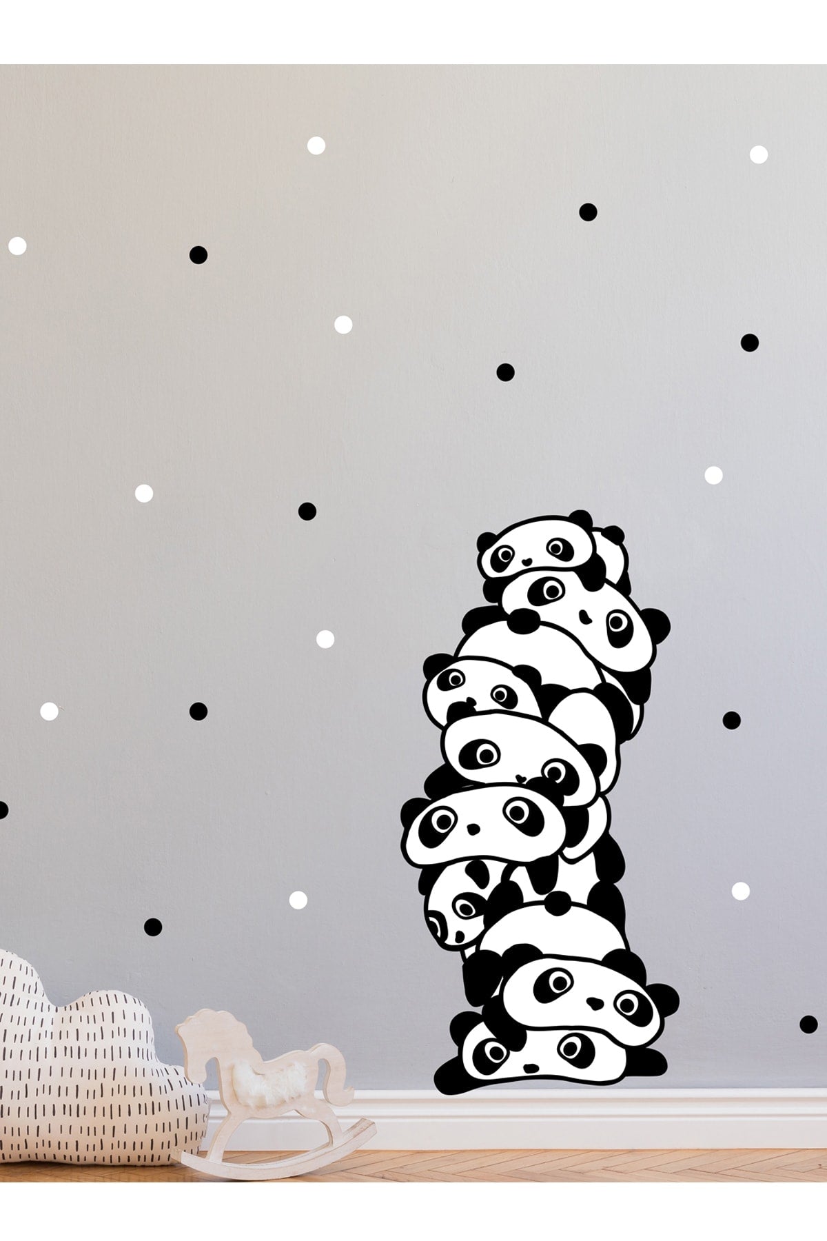 Üstüste Pandalar Duvar Sticker Seti