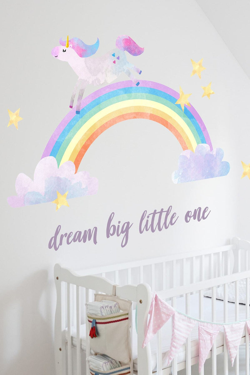 Gökkuşağı Ve Unicorn Temalı Duvar Sticker Seti