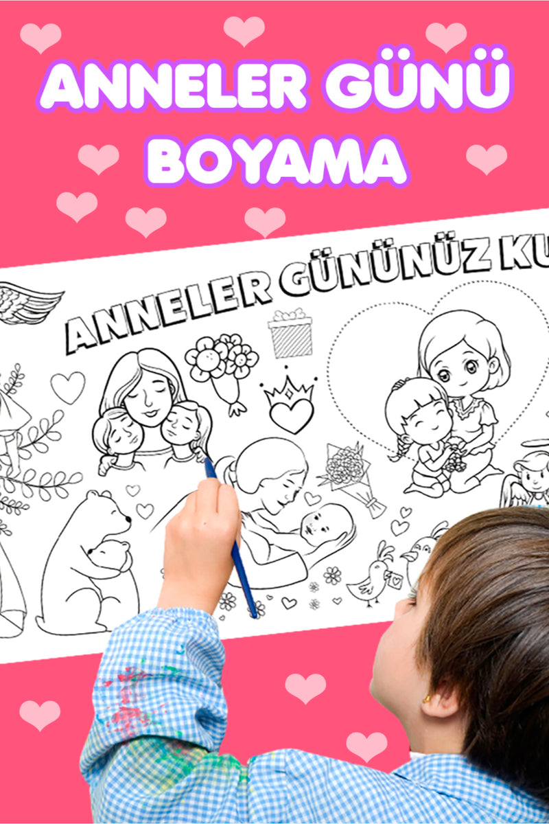 Sim Kids - Anneler Günü Temalı Dev Boyama Aktivite Kağıdı - 2 Metre