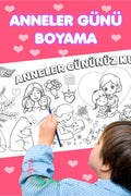 Sim Kids - Anneler Günü Temalı Dev Boyama Aktivite Kağıdı - 2 Metre