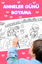Sim Kids - Anneler Günü Temalı Dev Boyama Aktivite Kağıdı - 2 Metre