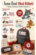 Tom & Jerry Okul Etiketi Kalem Defter Etiketi Özel İsim Yazılabilen Etiket 286 Adet İsim Etiketi