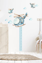 Helikopter Boy Ölçer Duvar Sticker Seti
