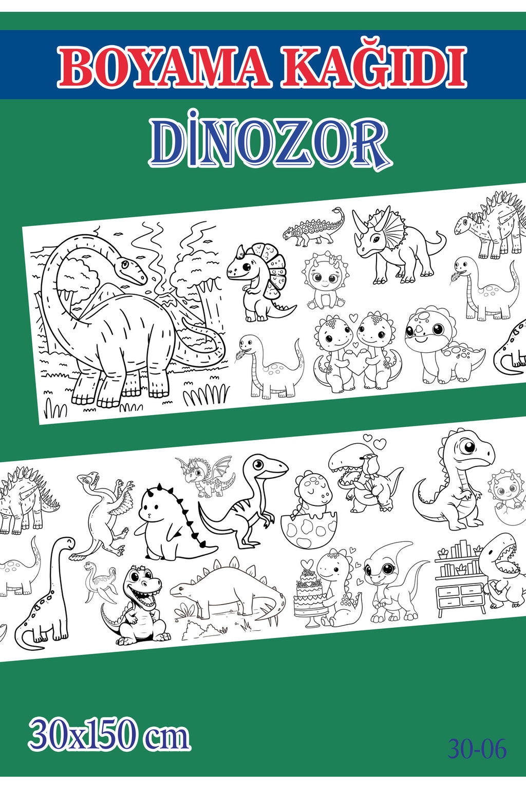1,5 mt Dinozor Tema Çocuk Aktivite Dev Boyama Kağıdı