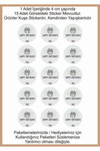 Doğum Günü tebrik sticker seti, 4x4 cm 15 adet Etiket seti