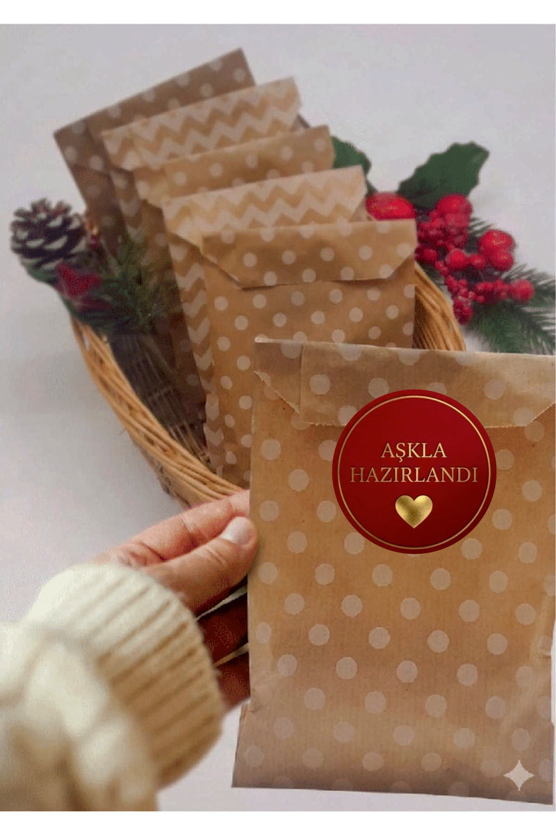 Paketleme Kutularına Özel Tasarım Etiketler 4 cm Çapında 15 Adet Sizin için sevgiyle hazırlandı