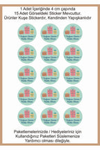Doğum Günü tebrik sticker seti, 4x4 cm 15 adet Etiket seti
