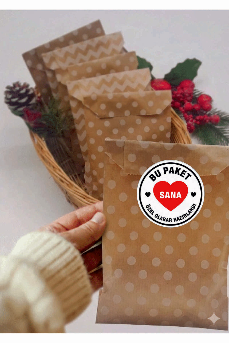 Paketleme Kutularına Özel Tasarım Etiketler 4 cm Çapında 15 Adet Sizin için sevgiyle hazırlandı