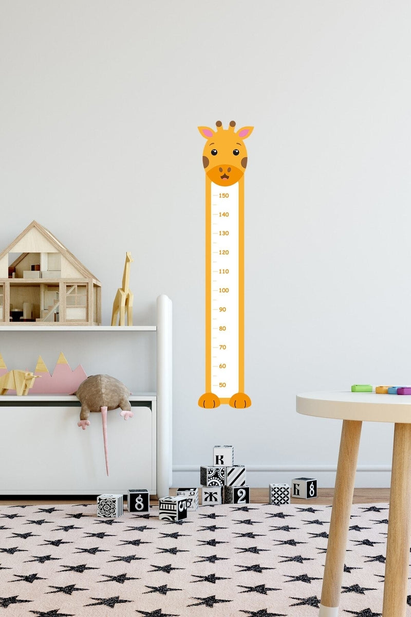 Zürafa Tasarımlı Boy Ölçer Duvar Sticker Seti