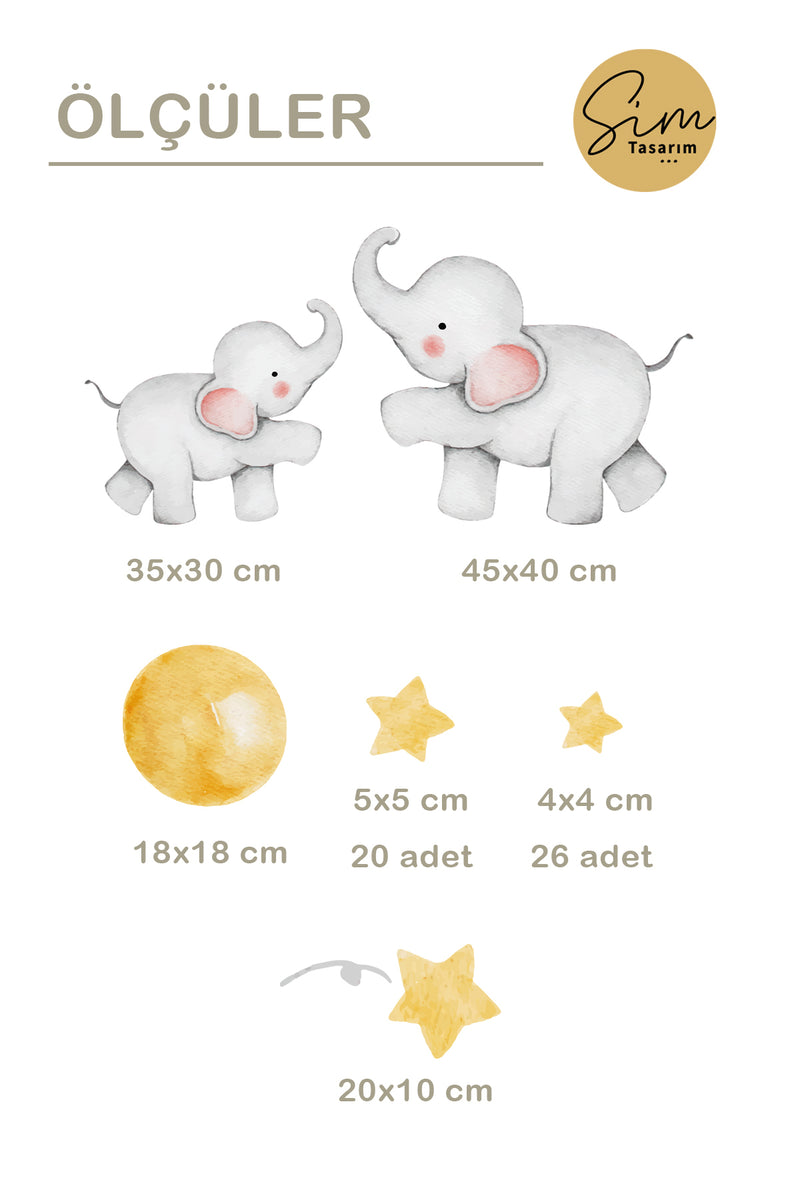 Anne Yavru Soft Renk Sevimli Filler Çocuk Odası Duvar Sticker Seti