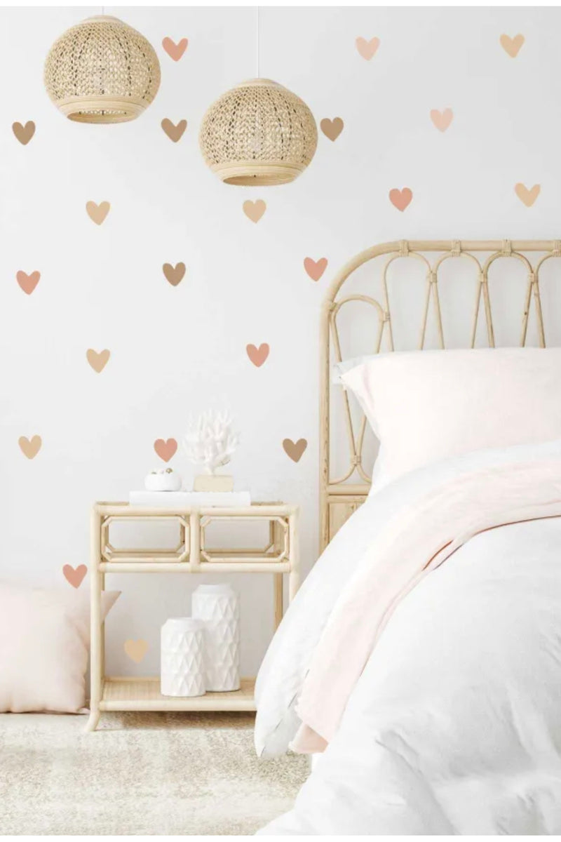 Boho Asimetrik Kalpler Çocuk Odası Duvar Sticker Seti