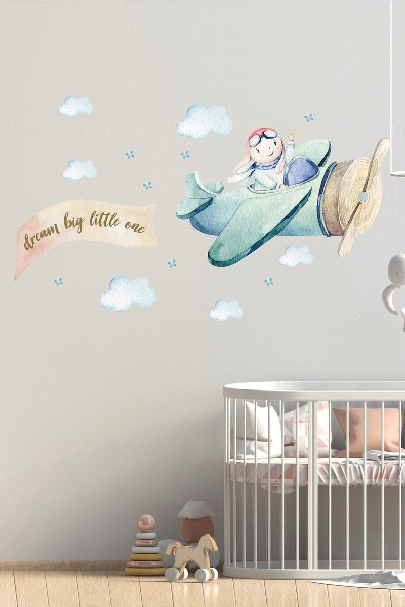 Sevimli Pilot Uçak Duvar Sticker Seti