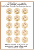 Doğum Günü tebrik sticker seti, 4x4 cm 15 adet Etiket seti