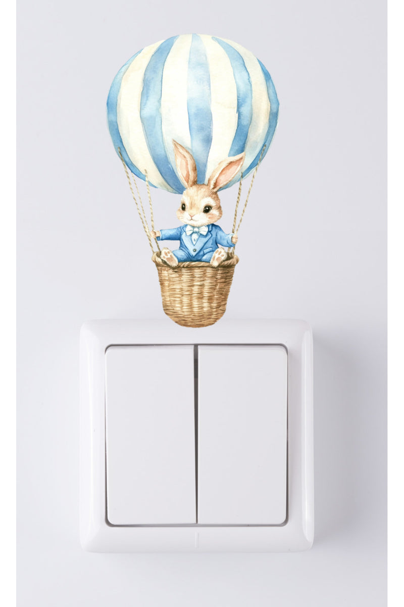 Mavi Tavşanlar Priz Duvar Sticker Seti