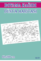 55x100 cm Dünya Haritası Çocuk Aktivite Dev Boyama Kağıdı