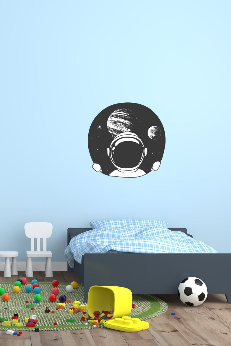 Siyah Astronot Duvar Sticker Seti