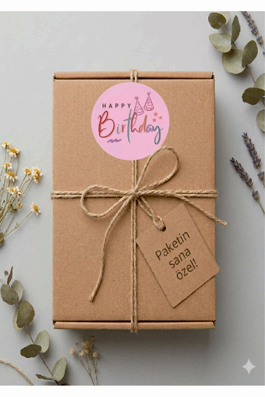 Doğum Günü tebrik sticker seti, 4x4 cm 15 adet Etiket seti