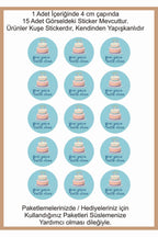 Doğum Günü tebrik sticker seti, 4x4 cm 15 adet Etiket seti