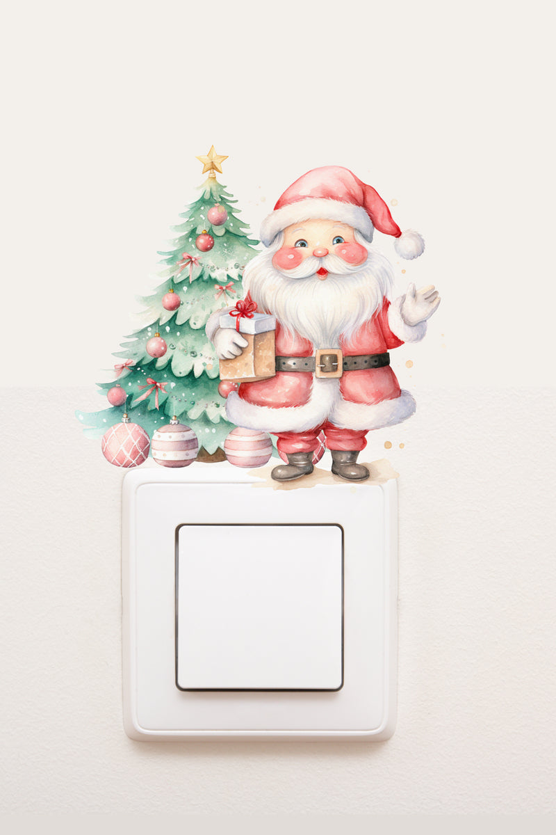 Priz Yılbaşı Noel Baba Yılbaşı Ağacı Dekoratif Priz Süsleme Sticker