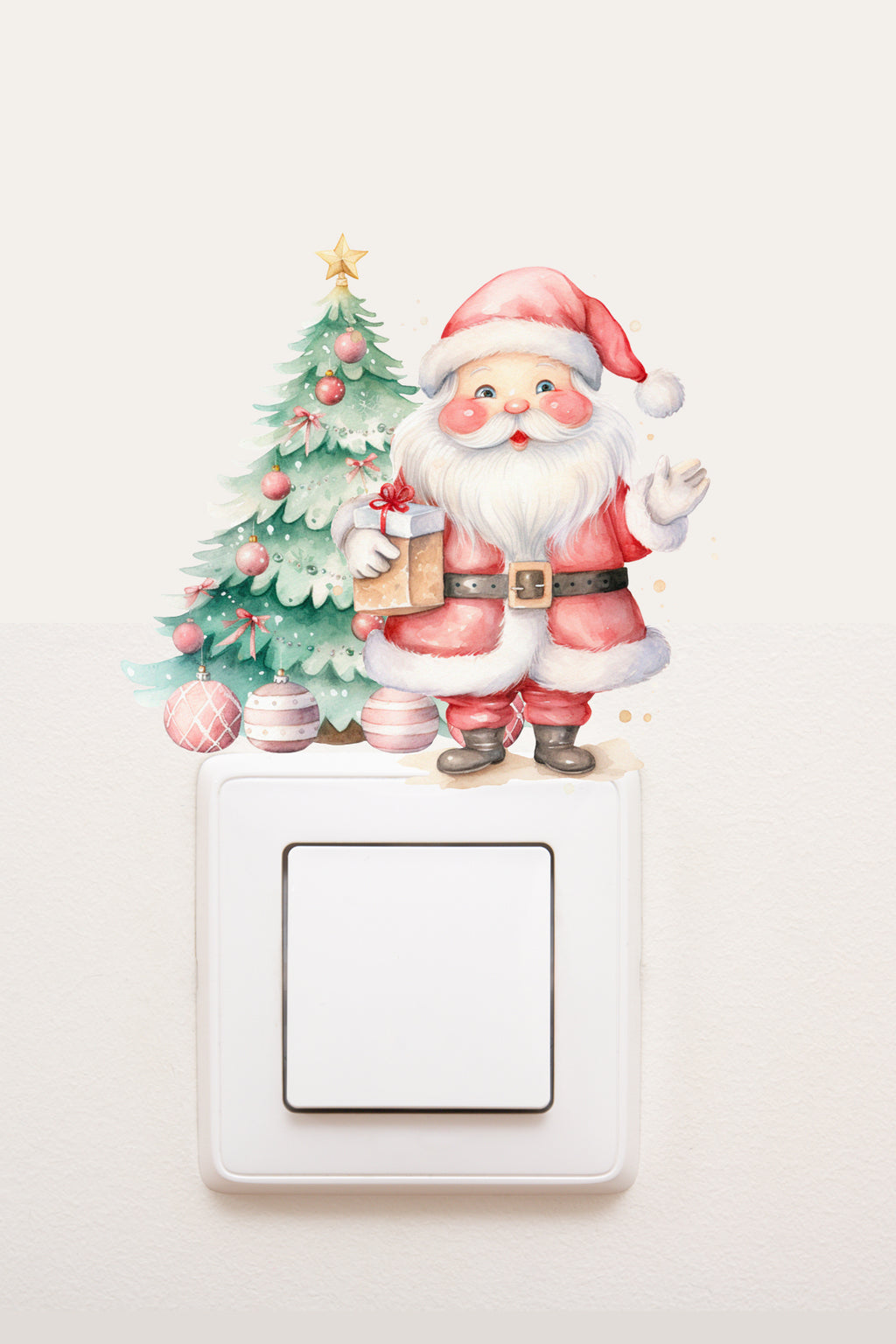 Priz Yılbaşı Noel Baba Yılbaşı Ağacı Dekoratif Priz Süsleme Sticker