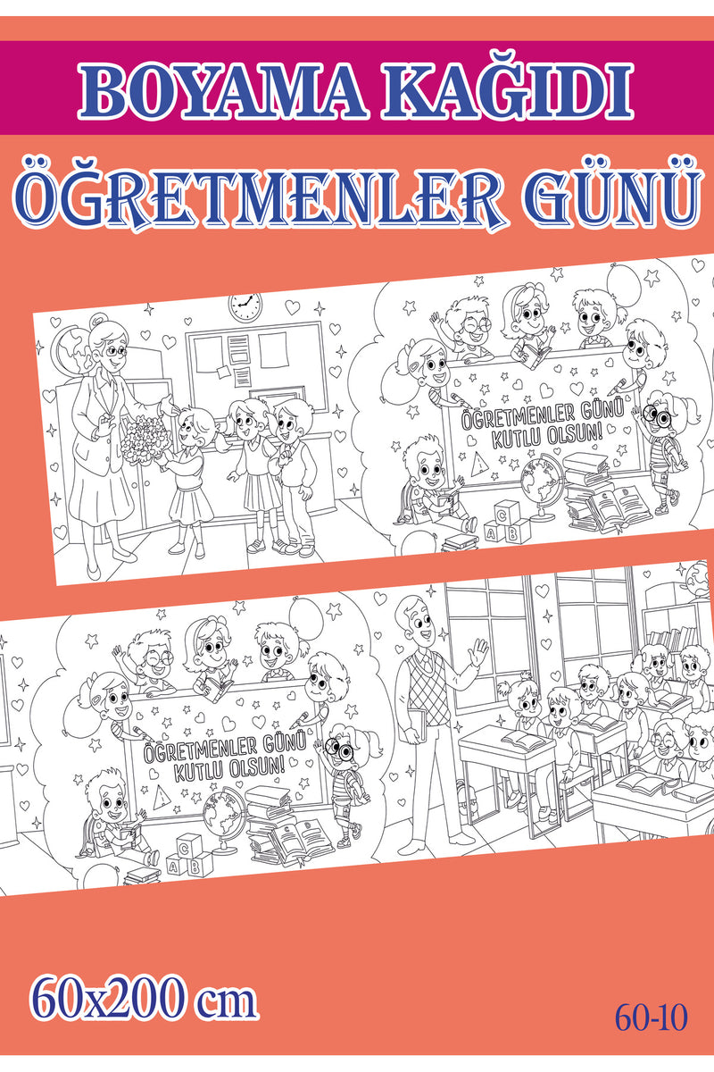 2 mt Öğretmenler Günü Tema Çocuk Aktivite Dev Boyama Kağıdı