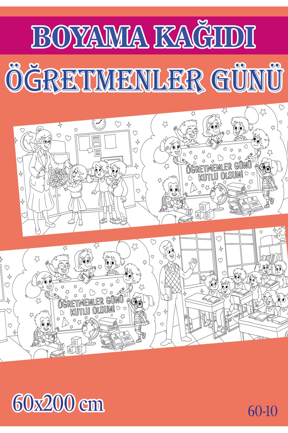 2 mt Öğretmenler Günü Tema Çocuk Aktivite Dev Boyama Kağıdı