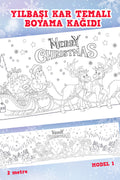- Yılbaşı Karlı Şehir Noel Baba Ve Geyikler Boyama Aktivite Kağıdı -model1- 60 X 200 Cm